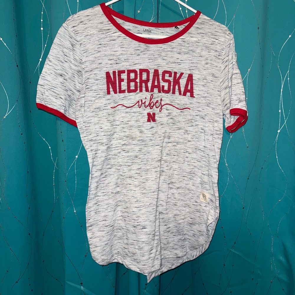 Pressbox Gray and Red Nebraska Vibes Tee